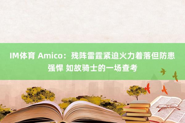 IM体育 Amico：残阵雷霆紧迫火力着落但防患强悍 如故骑士的一场查考