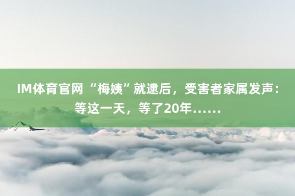 IM体育官网 “梅姨”就逮后，受害者家属发声：等这一天，等了20年……
