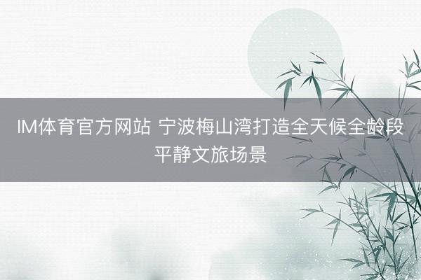 IM体育官方网站 宁波梅山湾打造全天候全龄段平静文旅场景