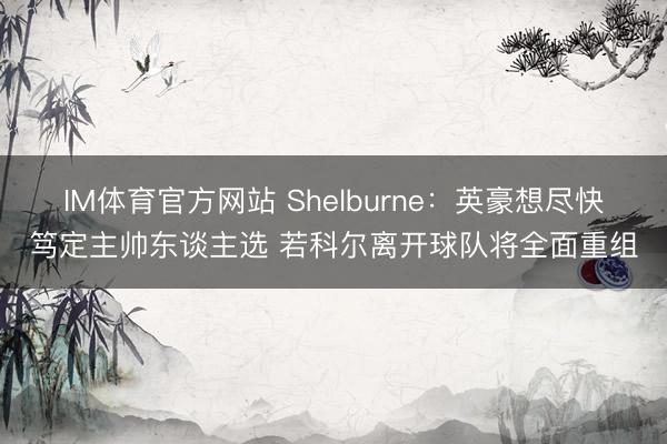 IM体育官方网站 Shelburne：英豪想尽快笃定主帅东谈主选 若科尔离开球队将全面重组