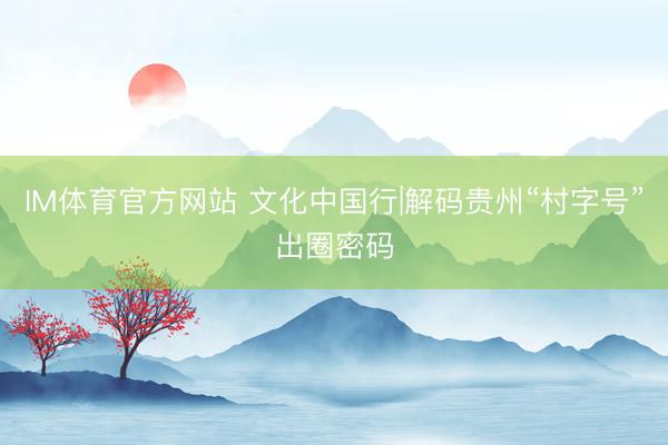 IM体育官方网站 文化中国行|解码贵州“村字号”出圈密码