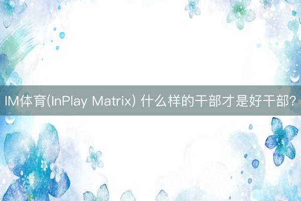 IM体育(InPlay Matrix) 什么样的干部才是好干部？