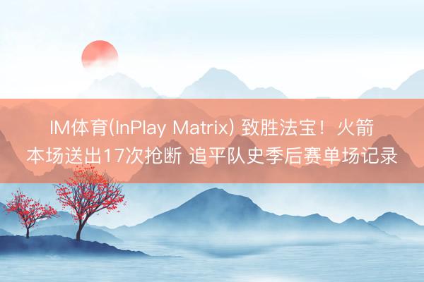 IM体育(InPlay Matrix) 致胜法宝！火箭本场送出17次抢断 追平队史季后赛单场记录