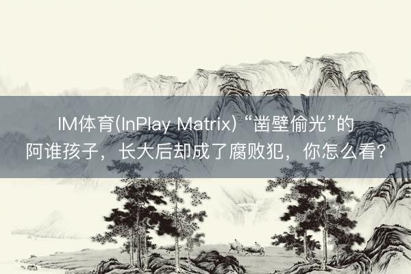 IM体育(InPlay Matrix) “凿壁偷光”的阿谁孩子,长大后却成了腐败犯,你怎么看?