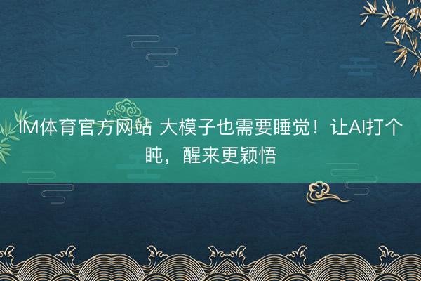 IM体育官方网站 大模子也需要睡觉！让AI打个盹，醒来更颖悟