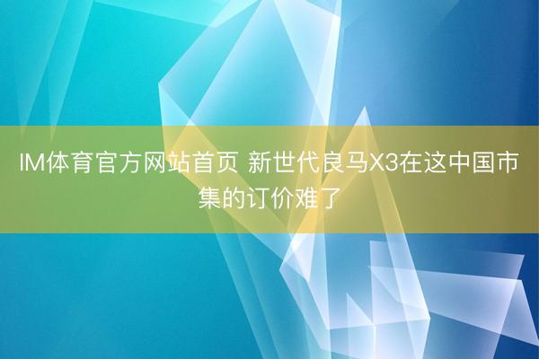IM体育官方网站首页 新世代良马X3在这中国市集的订价难了
