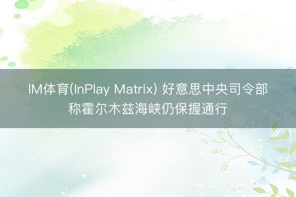 IM体育(InPlay Matrix) 好意思中央司令部称霍尔木兹海峡仍保握通行