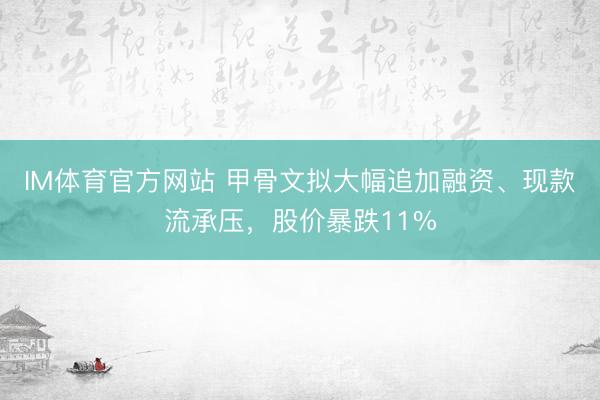 IM体育官方网站 甲骨文拟大幅追加融资、现款流承压，股价暴跌11%