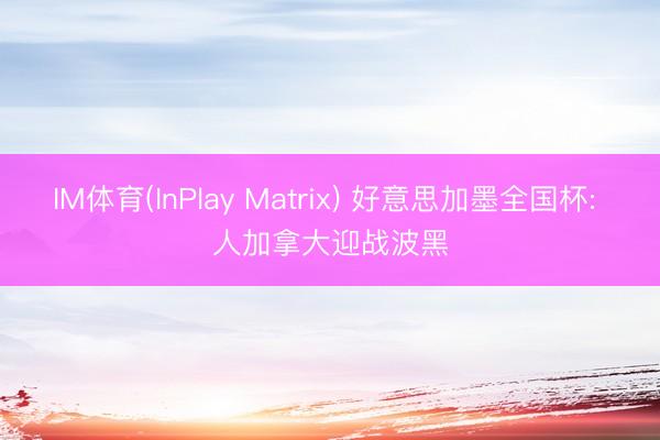 IM体育(InPlay Matrix) 好意思加墨全国杯: 人加拿大迎战波黑