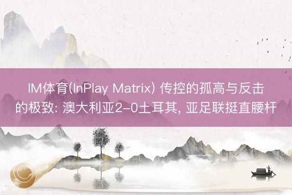 IM体育(InPlay Matrix) 传控的孤高与反击的极致: 澳大利亚2-0土耳其， 亚足联挺直腰杆
