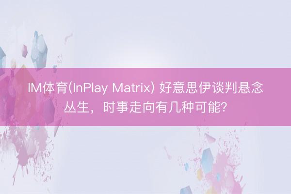 IM体育(InPlay Matrix) 好意思伊谈判悬念丛生，时事走向有几种可能？